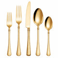 Besteckset 5-teilig goldfarbenes Metall mit strukturierter Oberfläche für Tischgedeck