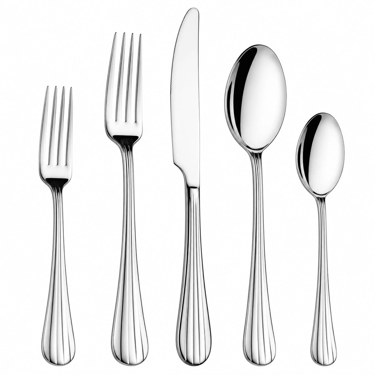 5-teiliges Edelstahl-Besteckset Silber für 1 Person klassisches Tafeldesign