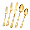 5-teiliges Besteckset aus Edelstahl in Goldfarbe mit glänzender Oberfläche