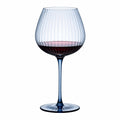 Weinglas 500 ml aus geriffeltem Glas transparent dunkelblau für Rotwein mit Stiel