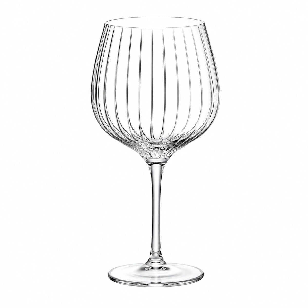 Weinglas 500 ml transparentes Glas geriffeltes Stielglas