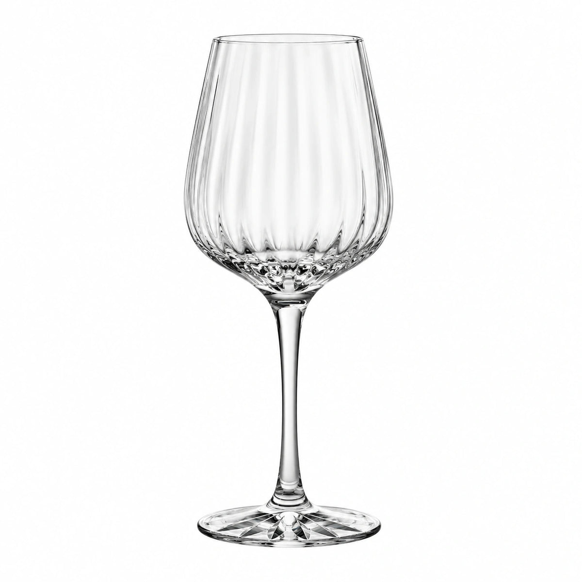 Weinglas 450 ml transparentes Glas geriffelt mit Stiel