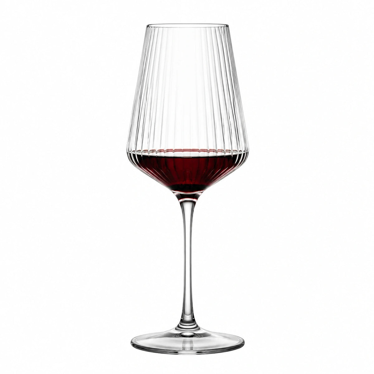 Rotweinglas 500 ml 23.5 cm aus klarem Glas mit Rillenstruktur
