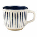 Keramiktasse 400 ml Creme Navyblau gestreift mit Henkel