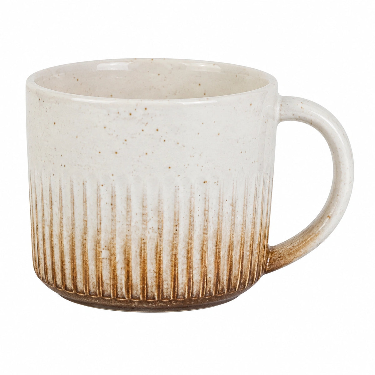 Keramiktasse 400 ml Cremebraun geriffelt für Heißgetränke