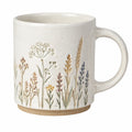 Keramik Kaffeebecher 400 ml 9 cm Durchmesser 10 cm Höhe Cremefarben mit Blumenrelief - Henkelbecher