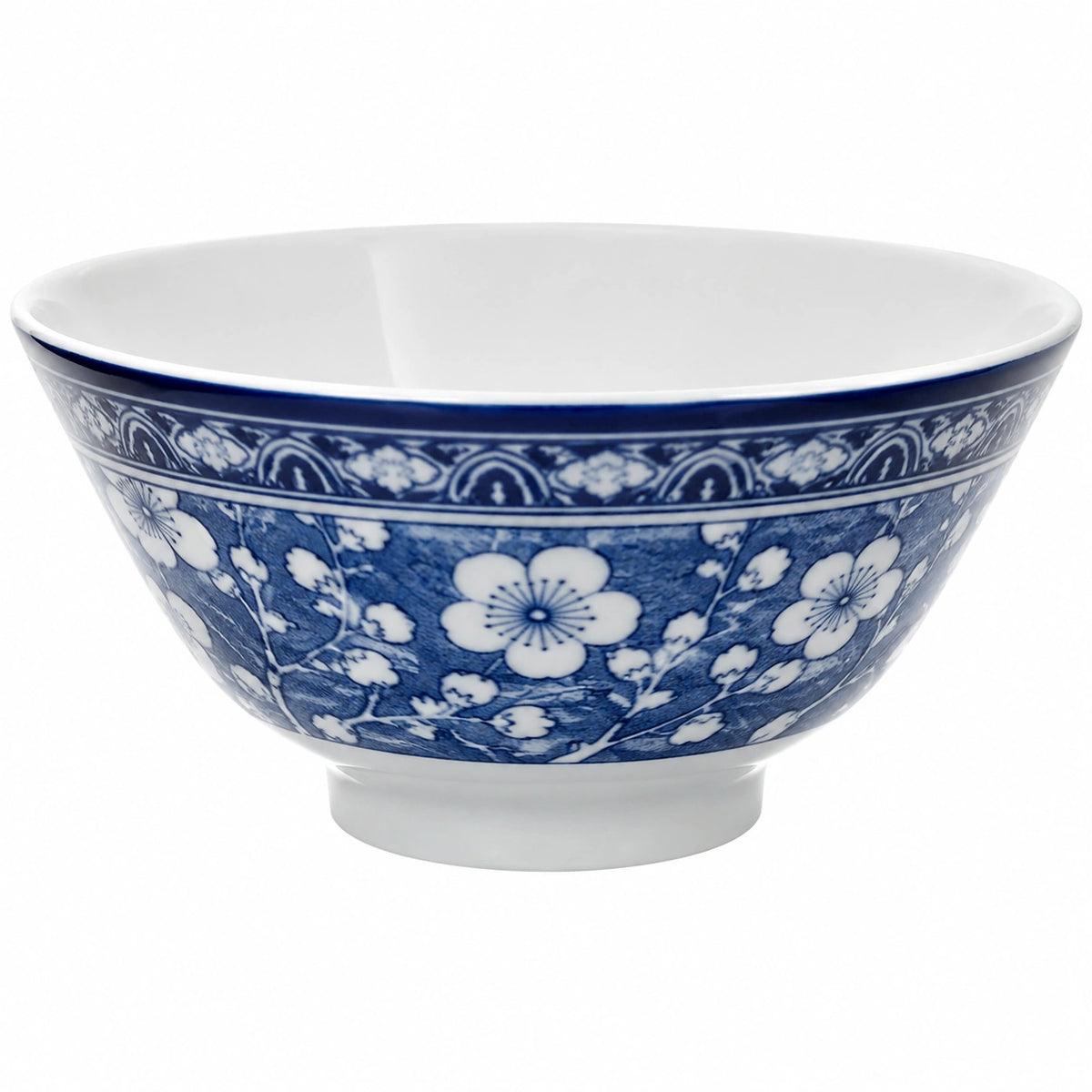 Keramikschüssel 15 cm Blau Weiß mit Blumenmuster für Reis und Suppen