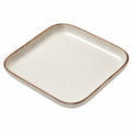 Servierplatte 28 x 28 cm Keramik Creme Braun quadratisch mit erhöhtem Rand