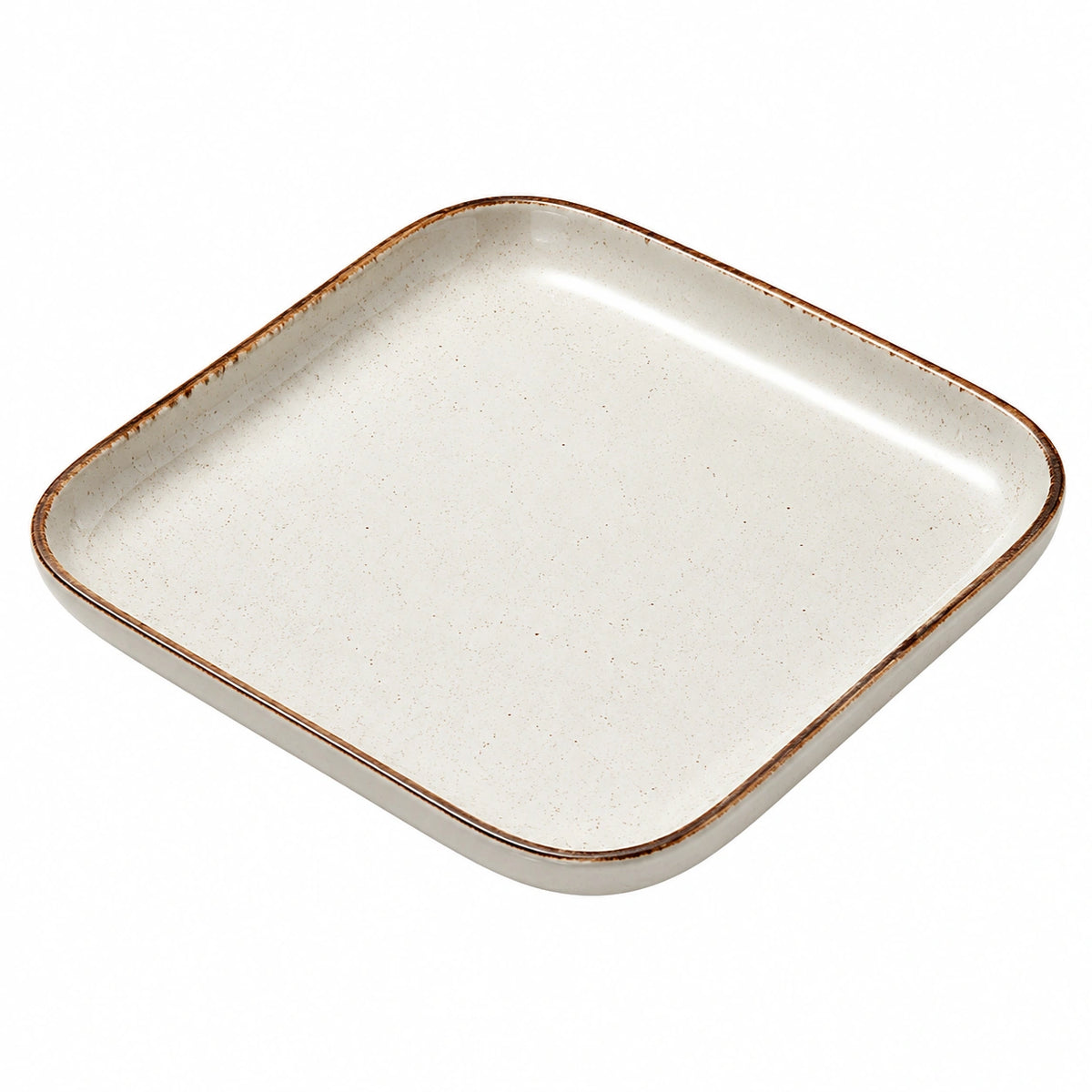 Servierplatte 28 x 28 cm Keramik Creme Braun quadratisch mit erhöhtem Rand