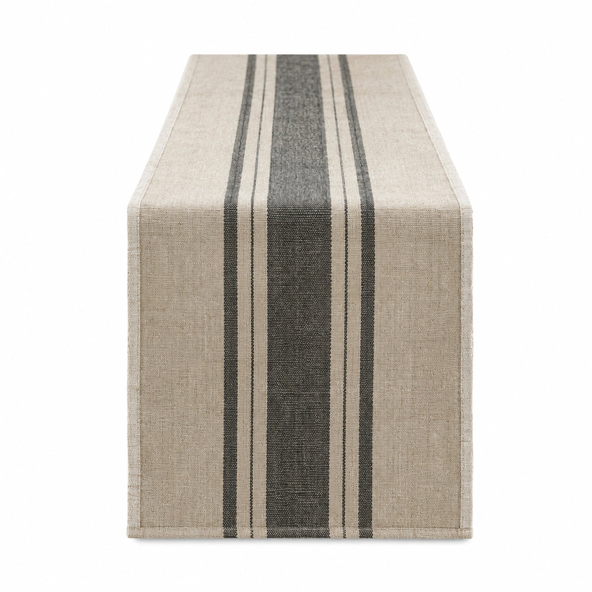Tischläufer 180 x 33 cm aus Webstoff Beige Grau gestreift für Esstisch