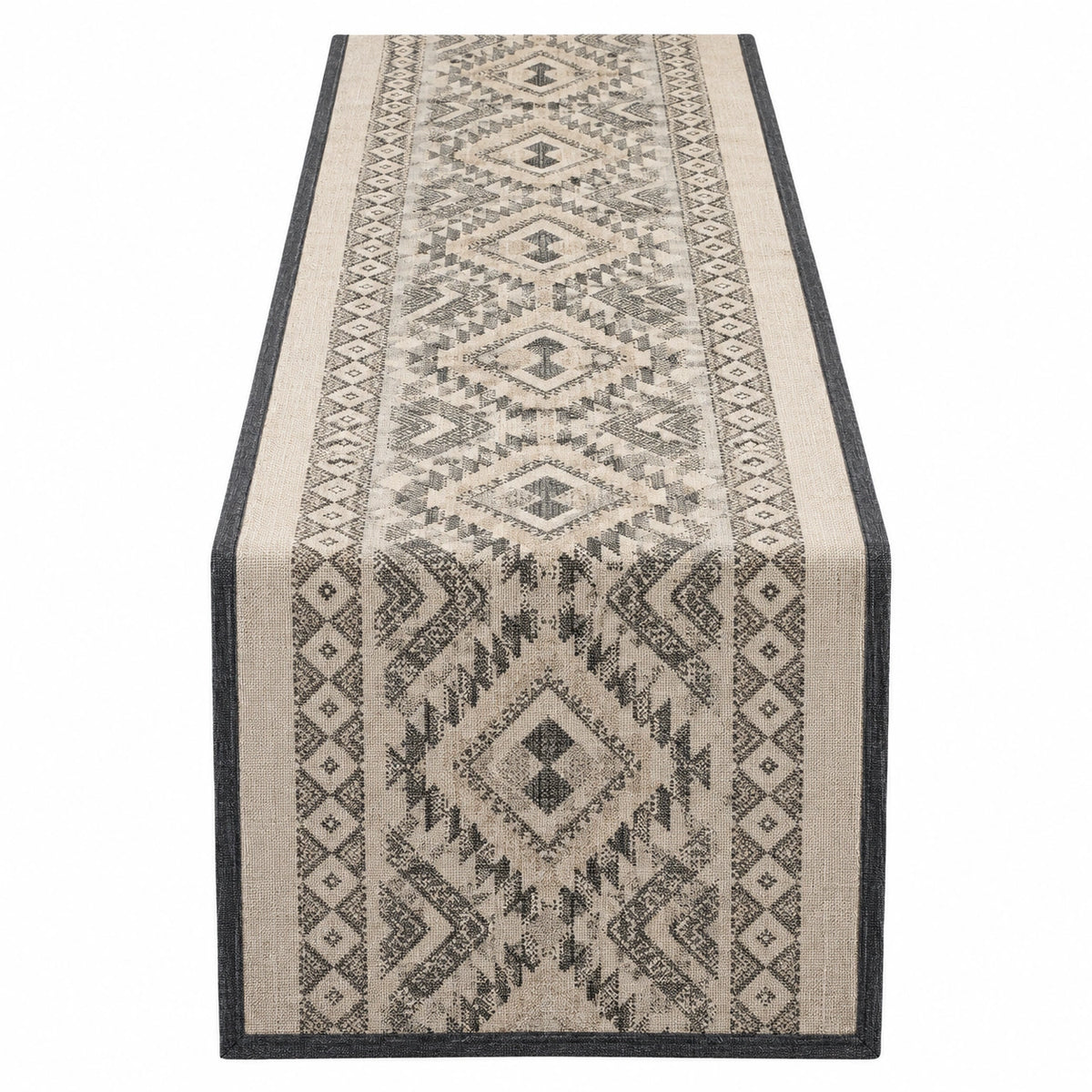Tischläufer 40 x 180 cm Textil Beige Anthrazit geometrisch für Esstische