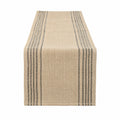 Tischläufer 40 x 180 cm aus gewebtem Textil Beige Schwarz gestreift für Esstische