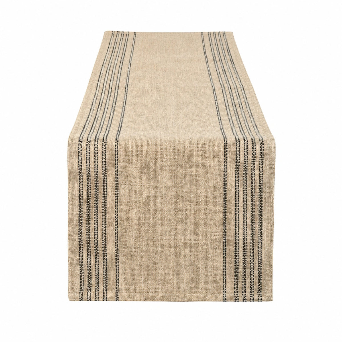 Tischläufer 40 x 180 cm aus gewebtem Textil Beige Schwarz gestreift für Esstische